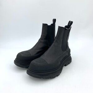 Alexander McQueen Black Split Leather Platform Chelsea Boots Size 40